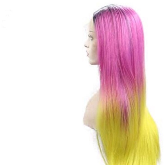 💫JERSEY PINK&YELLOW OMBRÉ GLUE-LESS CELEB Wig*NWT - Picture 5 of 8